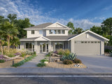 Australian House Design Group Hamptons H4005-B exterior with white siding, black window frames, and classic Hamptons style architecture.