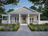 Australian House Design Group Hamptons H4018 exterior view with white siding and stylish architectural details