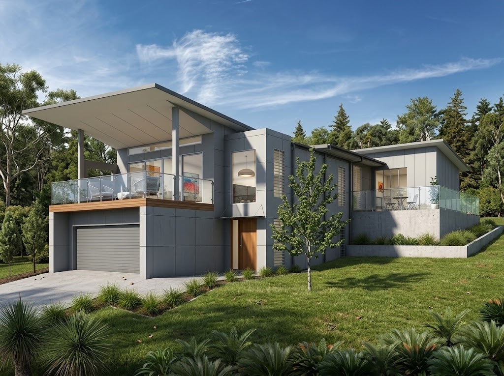 Australian House Design Group M3001-A modern house design showcasing sleek architecture and contemporary exterior features.