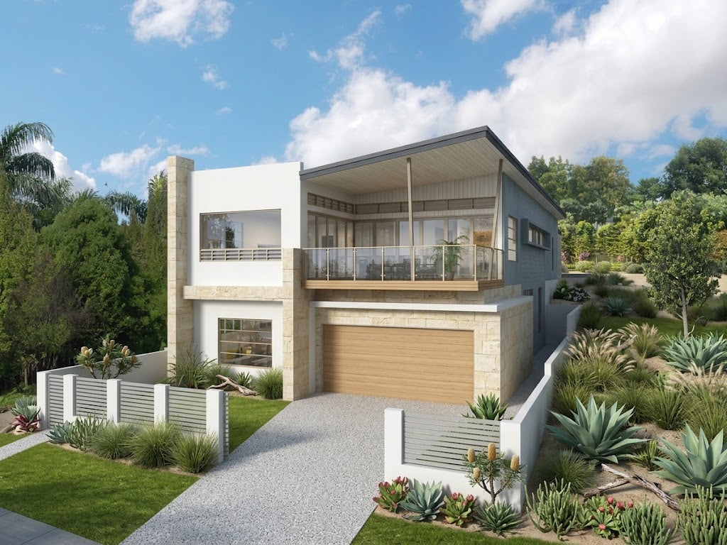 Modern Australian House Design M4007-B rendered facade with clean lines and contemporary architecture.