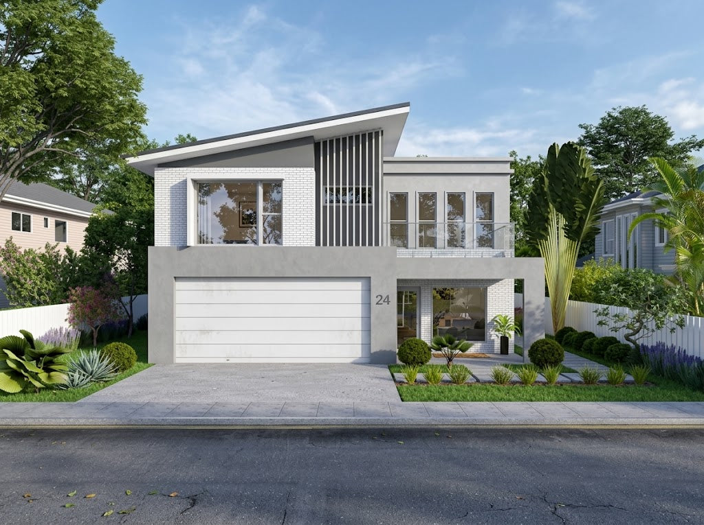 Modern design house by Australian House Design Group featuring sleek architecture and contemporary exterior with large windows.