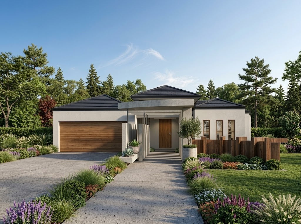 Modern Australian House Design M4045 by Australian House Design Group, showcasing sleek architecture and contemporary exterior features.