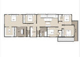 Modern Australian House Design M5012 front view showcasing contemporary architecture with large windows and clean lines.