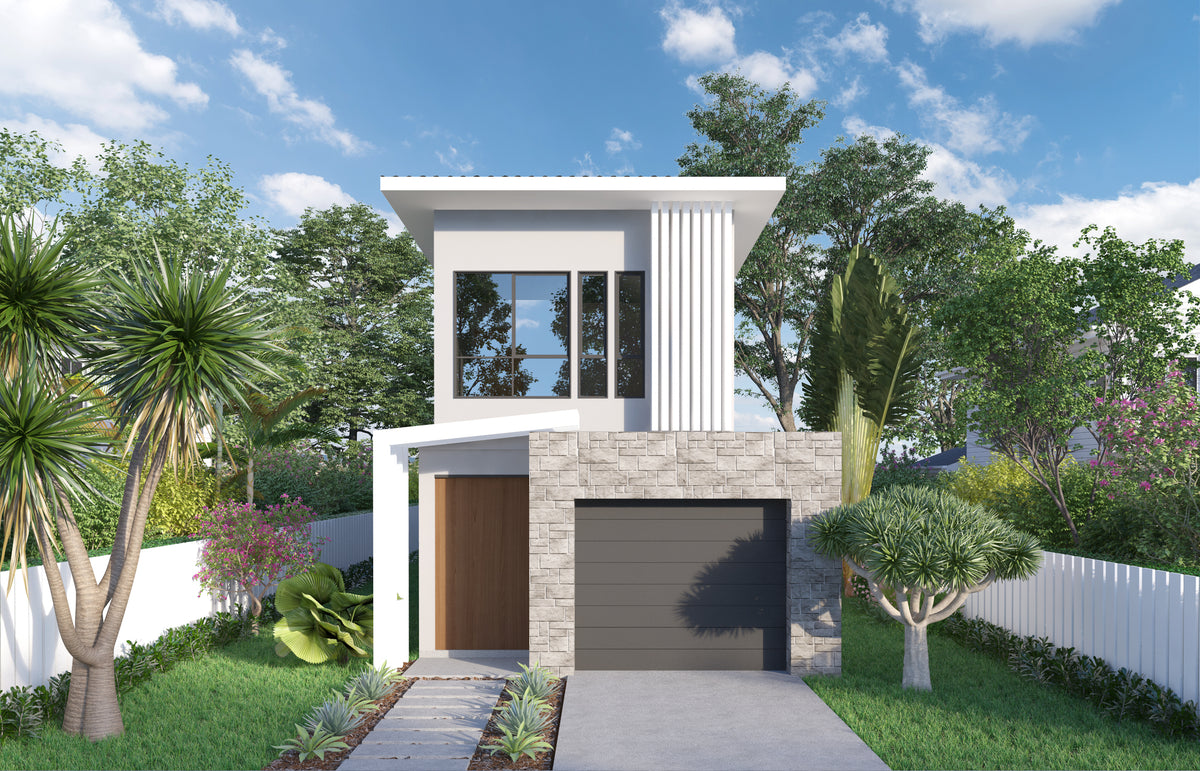 Small lot modern design home by Australian House Design Group, featuring contemporary architecture and stylish exterior details.