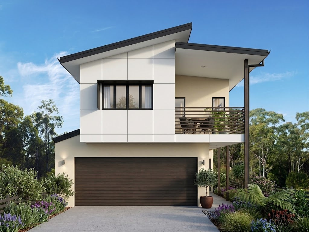 Small lot modern house design by Australian House Design Group, SL4001-B, featuring sleek architectural elements and contemporary styling.