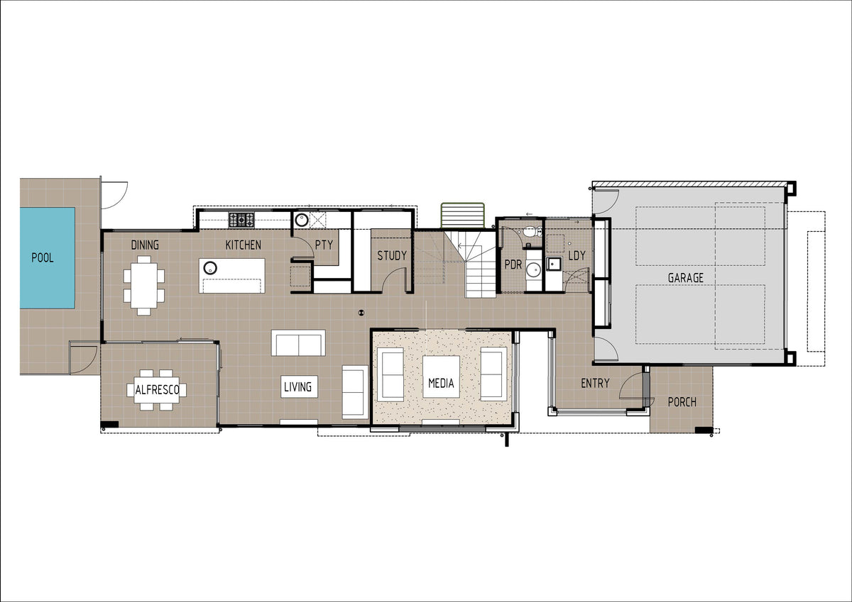 Australian House Design Group SL4003-A small lot house plan, architectural blueprint showing detailed layout and design features.